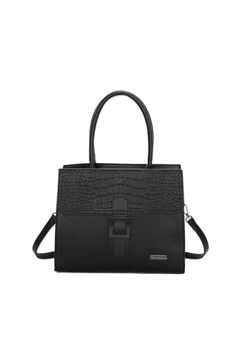 Large M2002 Women's Handbag with Removable Shoulder Strap, Black, Centimetri