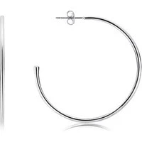 Large Silver Chapter Carrier Hoop Earrings - 925 Silver