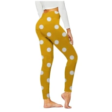 Last Order High Waist Yoga Pants for Women Seamless Butt Lifting Workout Leggings Polka Dot Print Gym Leggings Sports Wear Yellow