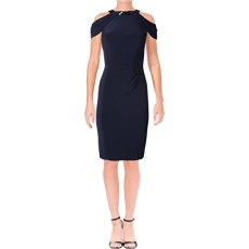 Lauren Ralph Lauren Womens Beaded Ruched Party Dress Navy 2 Lauren Ralph Lauren Womens Beaded Ruched Party Dress Navy 2