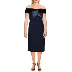 Lauren Womens Criss Cross Front Ruched Midi Dress, Navy, 18 Lauren Womens Criss Cross Front Ruched Midi Dress, Navy, 18