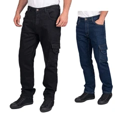 LCPNT239 Workwear Safety Carpenter Stretch Denim Jeans Work Trousers, Black, 36W / 31L