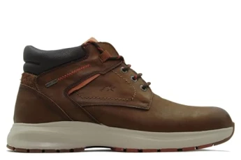 Leather ankle boot with laces, rubber sole, ankle boot, waterproof, casual, for: Men, Nut, 10 UK