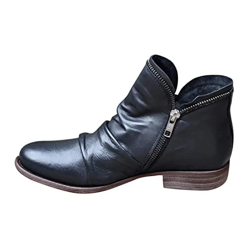 Leather Ankle Boots For Women - Wide Fit Ankle Boots For Women Vintage Walking Boots Women Soft Comf