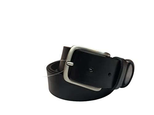 Leather Belt, Approx. 4 cm, Genuine Leather, Handmade Product, Made in Italy, Unisex, Can Be Shortened Black, Black, 135 cm accorciabile a piacere