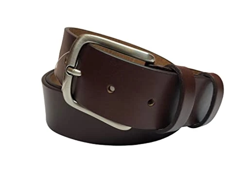 Leather Belt, Approx. 4 cm, Genuine Leather, Handmade Product, Made in Italy, Unisex, Can Be Shortened Brown, brown, 135 cm accorciabile