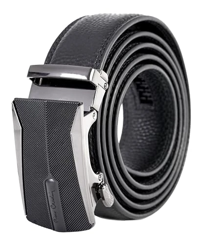 Leather Belt for Men, Women, Boys, Genuine Leather, Shortenable, Gift, Black, 130 cm