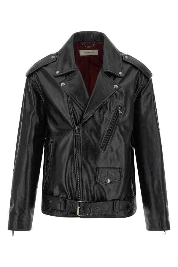 Leather Biker Jacket - M