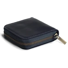 Leather Condom Case Holder, Small Zipper Bag Black