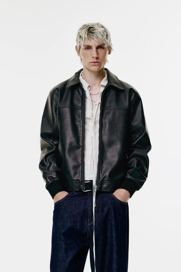 Leather-Effect Jacket - Black