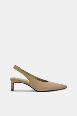 Leather High-Heel Slingback Shoes and