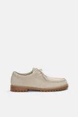 Leather Lace-Up Shoes - Ecru