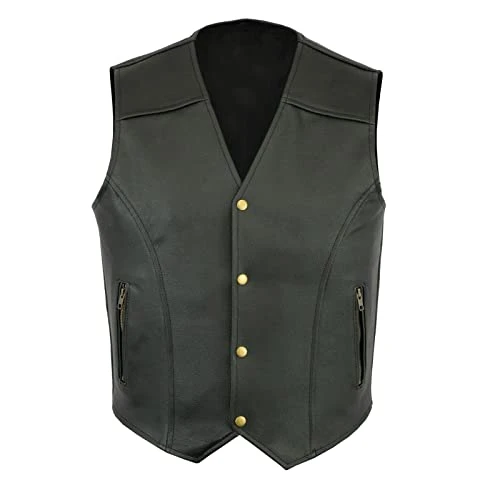 Leather Motorcycle Vest for Men and Women Funk with Concealed Carry Gun Pocket Riding Club Black Biker Vests With Concealed Carry Gun Pocket Cruise Vintage