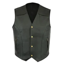 Leather Motorcycle Vest for Men and Women Funk with Concealed Carry Gun Pocket Riding Club Black Biker Vests With Concealed Carry Gun Pocket Cruise Vintage