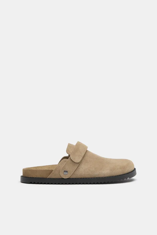 Leather Multi-Position Strap Clogs - Sand