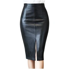 Leather Skirts Womens Faux PU Knee Length Midi Skirt Clearance Ladies Pencil Skirt Autumn and Winter Leather Slim Slim Fit Skirt Leather Skirt Formal Occasion Skirts Sale