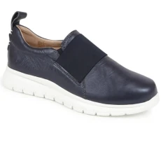 Leather Slip-On Trainers - Navy Size 6