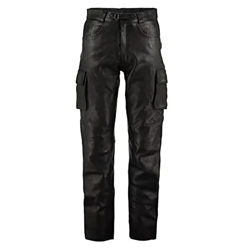 Leather Trousers Men's Black Straight Leg Stretch Men's Trousers Streetware Modern Straight Slim Outdoor Trousers Elastic Comfortable Versatile Plain Men's Trousers Long Slim Trousers with Pockets,