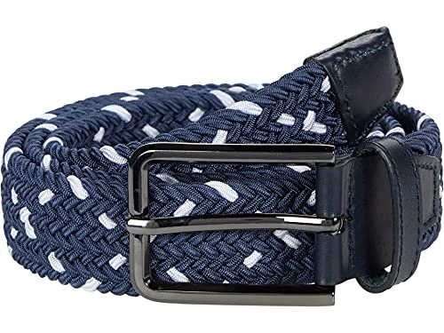 Leather Woven Belt - blue - 32