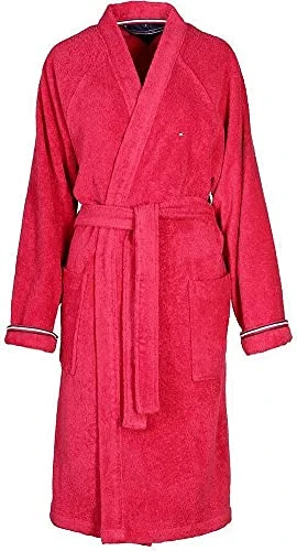 Legend Kimono Bathrobe without Hood, Bathrobe for Men and Women, 100% Pure Organic Cotton Terry, red, XL