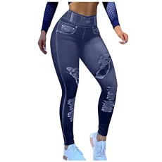 Leggings Women's Pattern Floral Trousers Leggings Waist Women High Seamless Lifting Thin Trousers Fitness Trousers Women, navy, L
