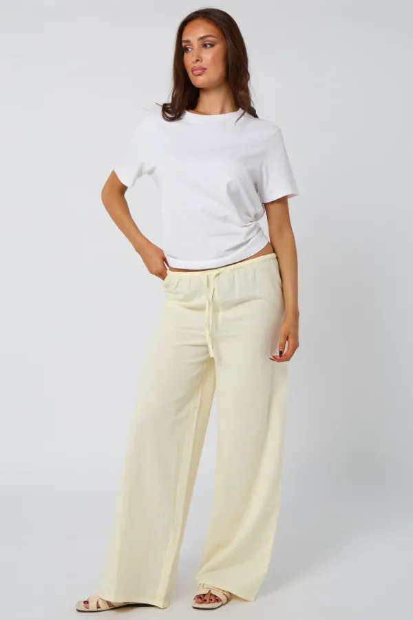 Lemon Linen-Look Elasticated Wide Leg Trouser