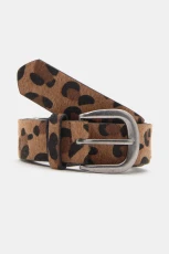 Leopard Belt With A Metallic Buckle - Brown Leopard Belt With A Metallic Buckle - Brown