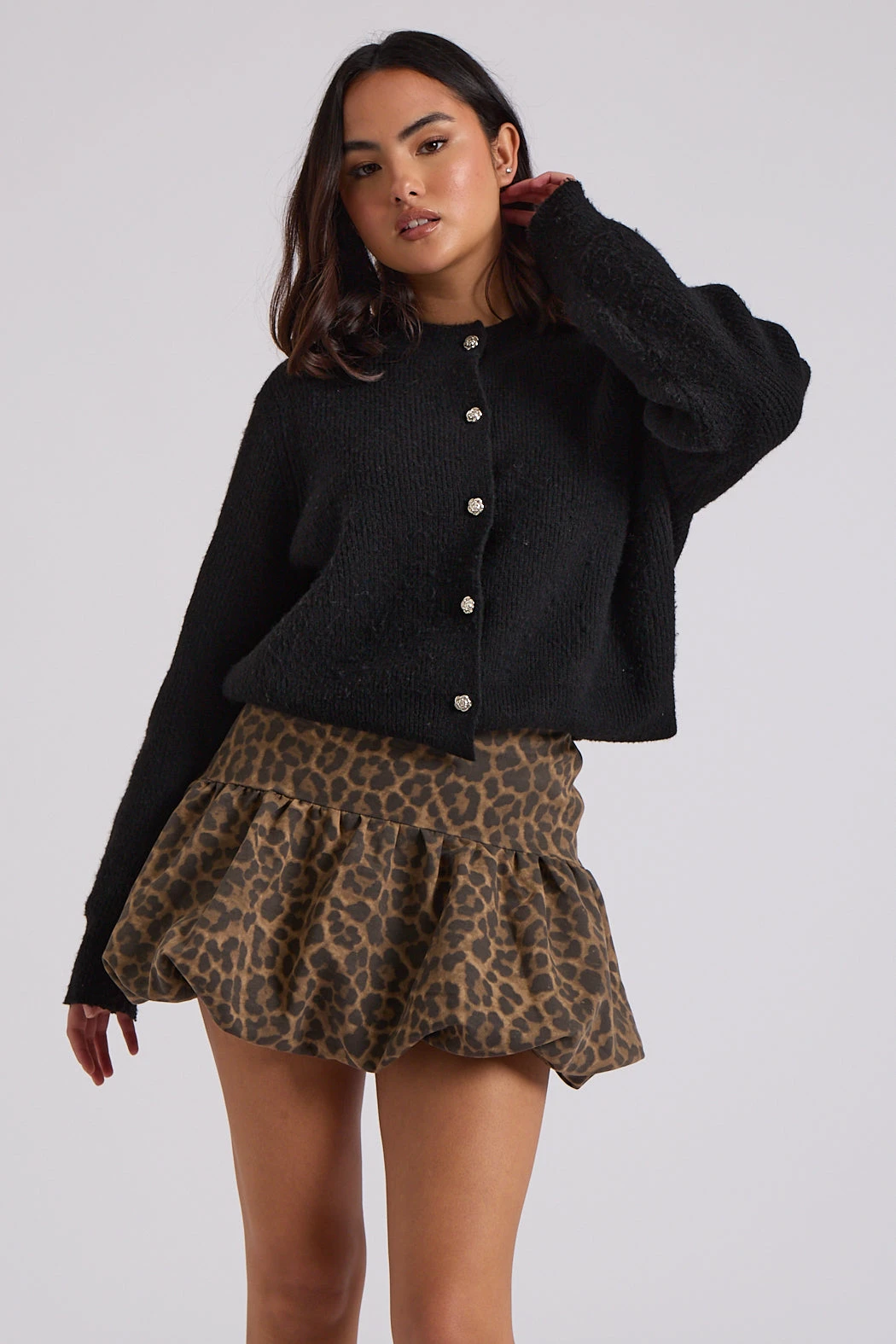 Leopard Bubble Mini Skirt /