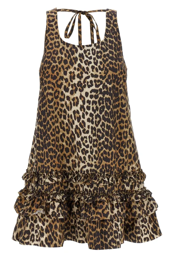Leopard Cotton Poplin Mini Dress
