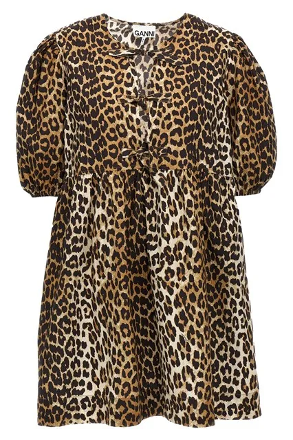 Leopard poplin dress - Multicolor