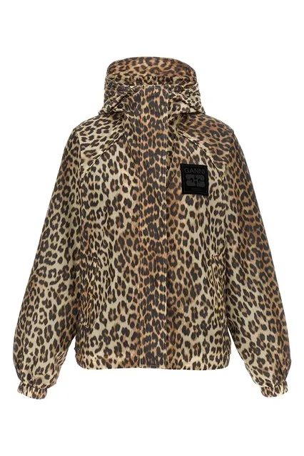 Leopard Print Nylon windbreaker - Multicolor