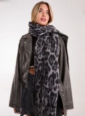 Leopard Print Scarf - ONE - GREY PATTERN