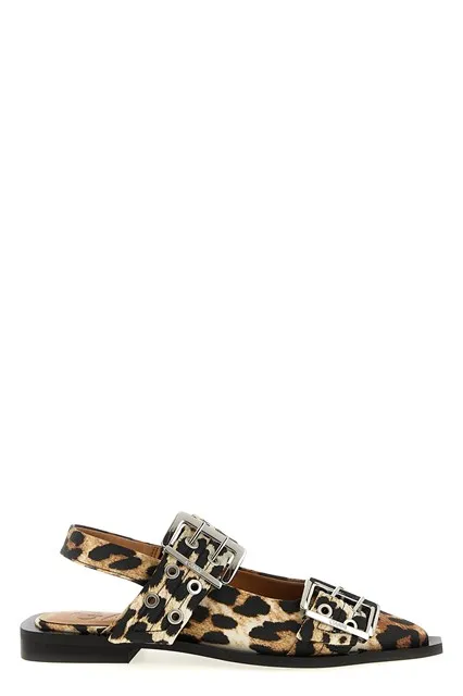 Leopard Satin Feminine Buckle slingback - Multicolor