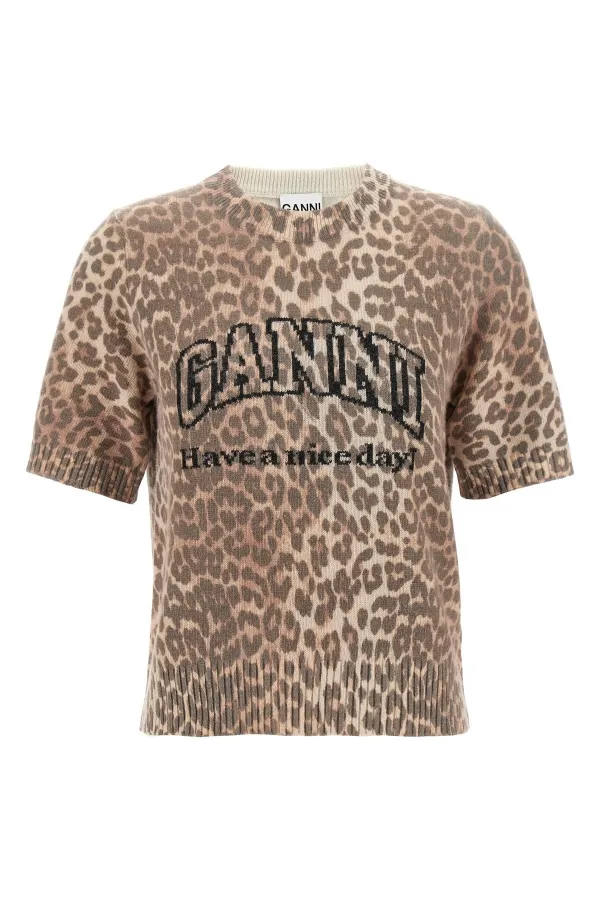 Leopard Wool Mix T-Shirt