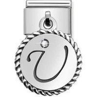 Letter U Charm - Silver