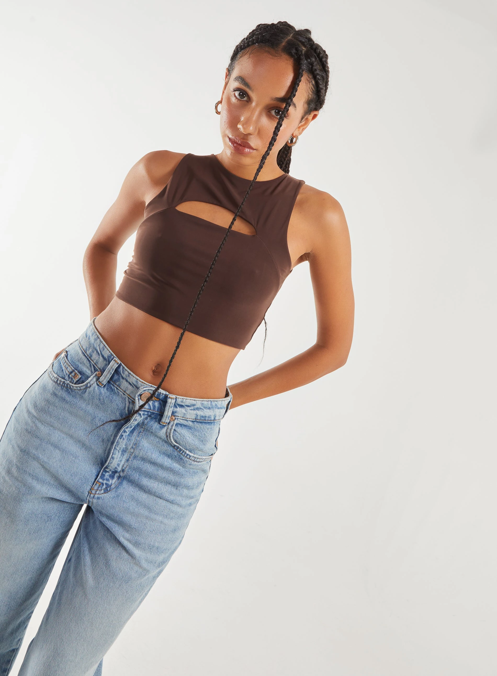 Letterbox Crop Top Chocolate