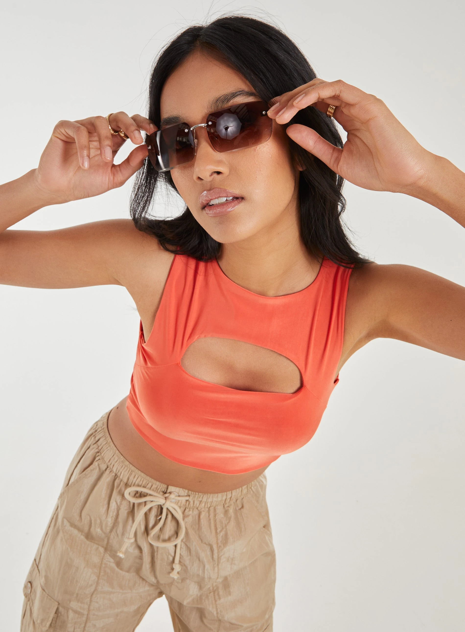 Letterbox Slinky Crop Top Orange