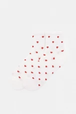 Lettuce-Edge Heart Socks - Red