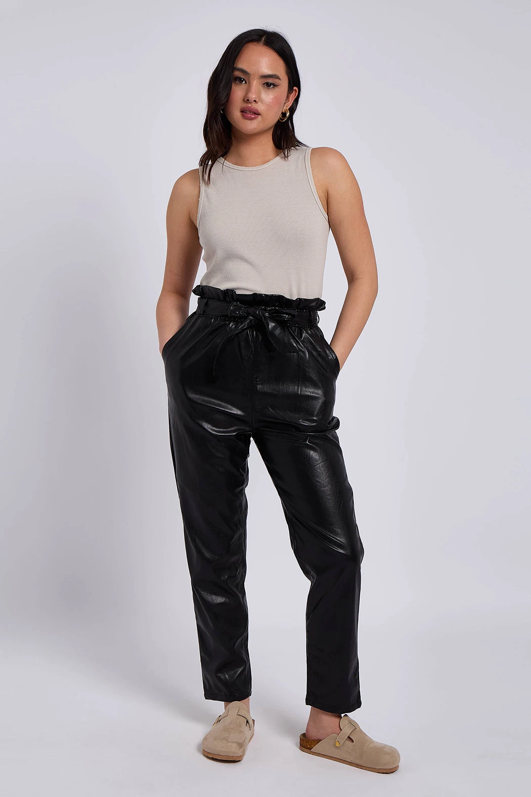 Lexi PU Paperbag Pant Black /