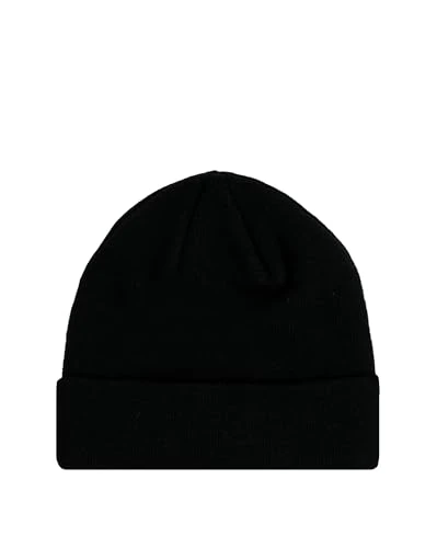 Lifestyle Caps (806064) -Recycled Acrylic Knitted Yarn Embroidered Script Logo Beanie Hat, Black, One Size