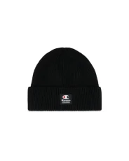 Lifestyle Caps (806069) -Recycled Acrylic Knitted Yarn Block Logo Beanie Hat, Black, One Size