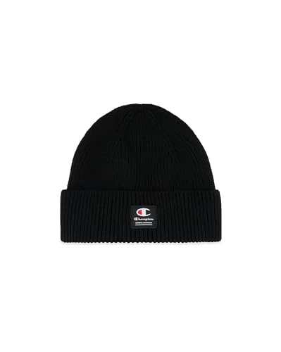 Lifestyle Caps (806069) -Recycled Acrylic Knitted Yarn Block Logo Beanie Hat, Black, One Size
