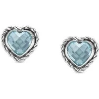 Light Blue CZ Silver Heart Earrings - Silver