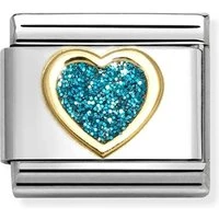 Light Blue Glitter Heart Charm