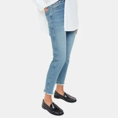 Light Blue Stretch Slim Frayed Jeans