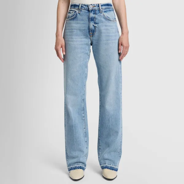 Light Blue Tess Unrolled Wide Jeans - Blue