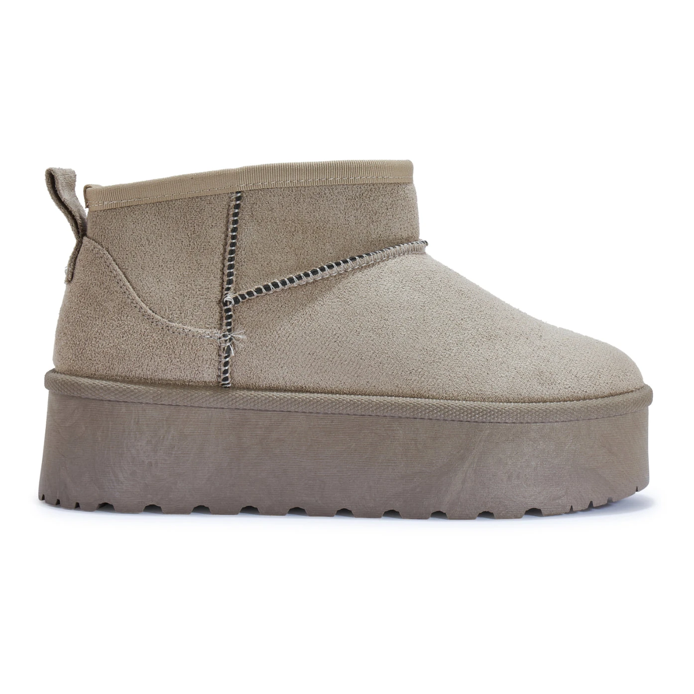 Light Grey Platform Faux Fur Lined Ankle Boot /