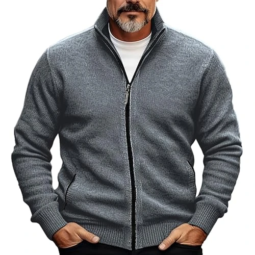 Lightening Deal Of Day  Men's Cardigan Sweater Zip Sweater Chunky Cardigan Ribbed Knit Cropped Pocket Knitted Color Block Stand Collar Warm Ups Modern Contem Warehouse Clearance Bargains Sale