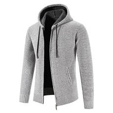 Lightning Deals Of The Day Leather Coats for Men Solid Hooded Zipper Warm Cardigan Knitted Coat Special Forces Clothing Mens Black Zip Jacket Mens Cardigans Zip Up Men'S Canva Sale Clearance