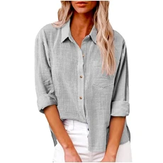 Lightning Deals of Today Womens Tops Dressy UK Casual Summer Button Down Cotton Linen Shirts Work Of